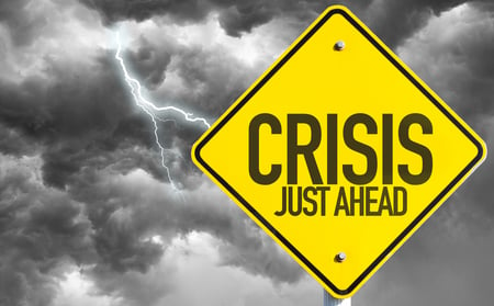 Crisis Just Ahead sign with a bad day-2