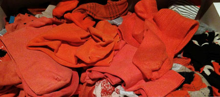 Orange socks, I have a few.